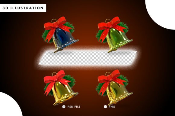 3d Rendering Set of Christmas Bells: Premium Illustrations