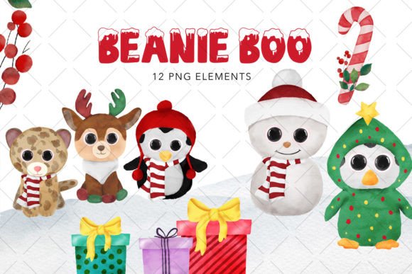 Beanie Boo Christmas Watercolor Cliparts: Illustrations Review