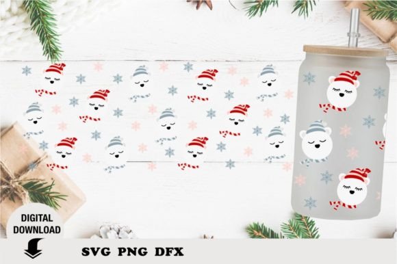 Christmas Bear Full Wrap, Kids Christmas Illustrations