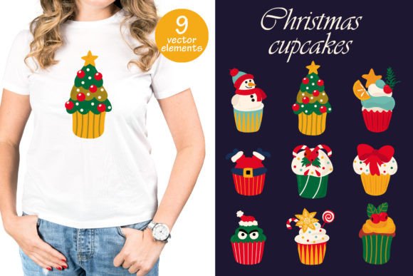 Christmas Cupcakes Clipart: Festive Illustrations