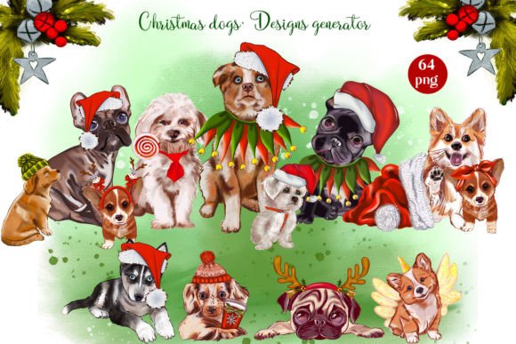 Christmas Dogs Sublimation: Festive Illustrations for Brands