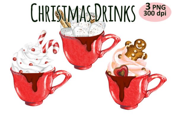 Christmas Hot Drinks Clipart: Festive Illustrations