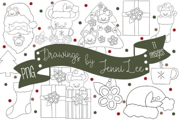 Christmas Mice Outlines: Fresh Illustrations for Blogs