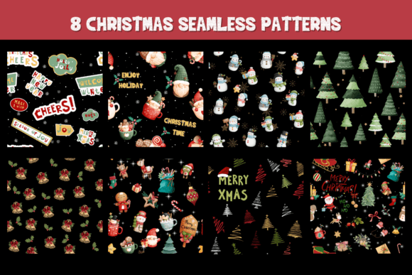 Christmas Seamless Pattern Set: Festive Illustrations
