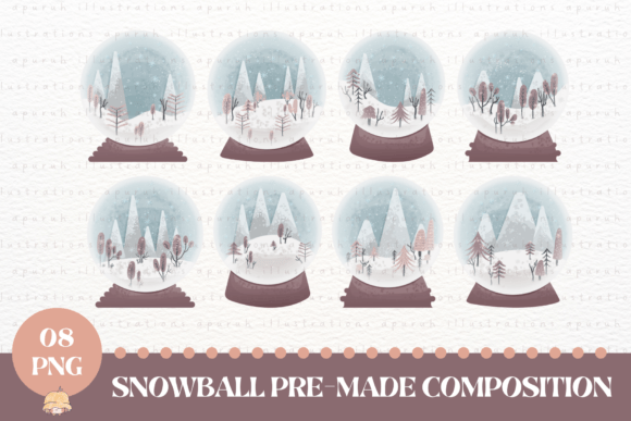 Christmas Snowball Sublimation Set Illustrations