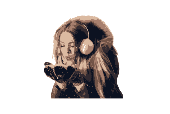 Christmas SVG File Woman Winter Snow Illustrations