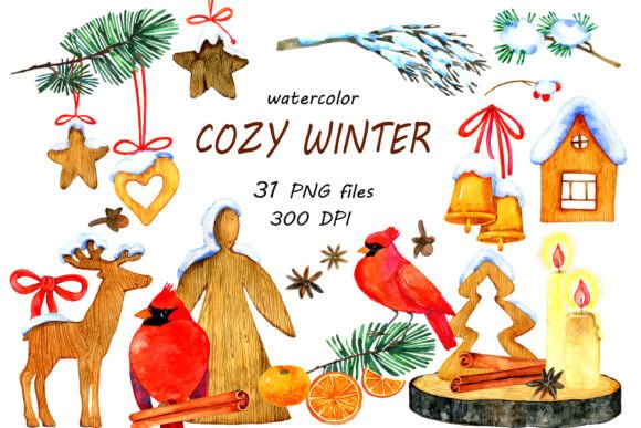Cozy Winter Xmas PNGt: Festive Illustrations