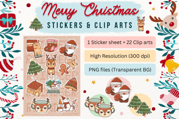 CUTE Merry Christmas Sticker Clip Arts: Festive Illustrations Review