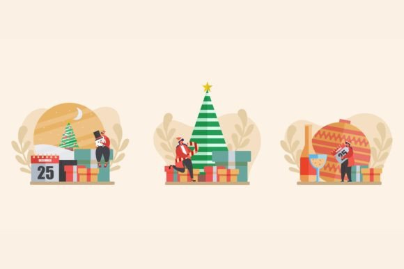 Merry Christmas Flat Bundle Design: Illustrations Review