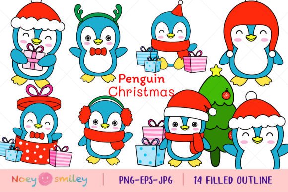 Penguin Christmas Clipart: Festive Illustrations