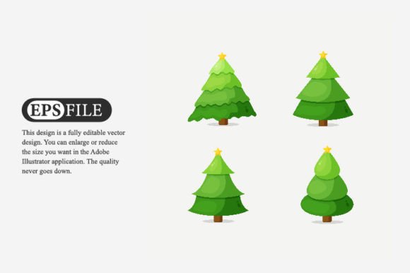 Pine Tree Christmas Cartoon Style Illustrations Review
