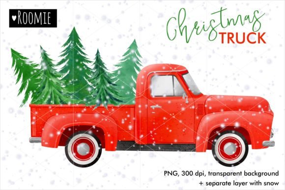 Red Christmas Truck PNG: Festive Illustrations