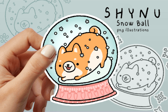 Snow Ball Shiba Dog Retro Christmas Png: Illustrations Review