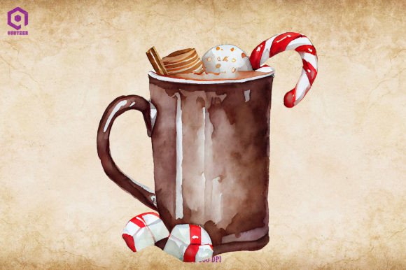 Watercolor Christmas Hot Cocoa 20 Illustrations Review