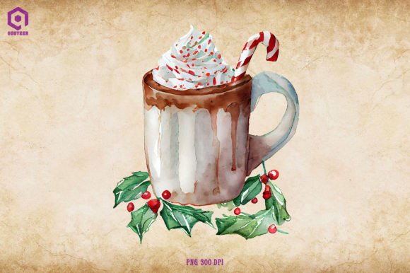 Watercolor Christmas Hot Cocoa 24 Illustrations Review